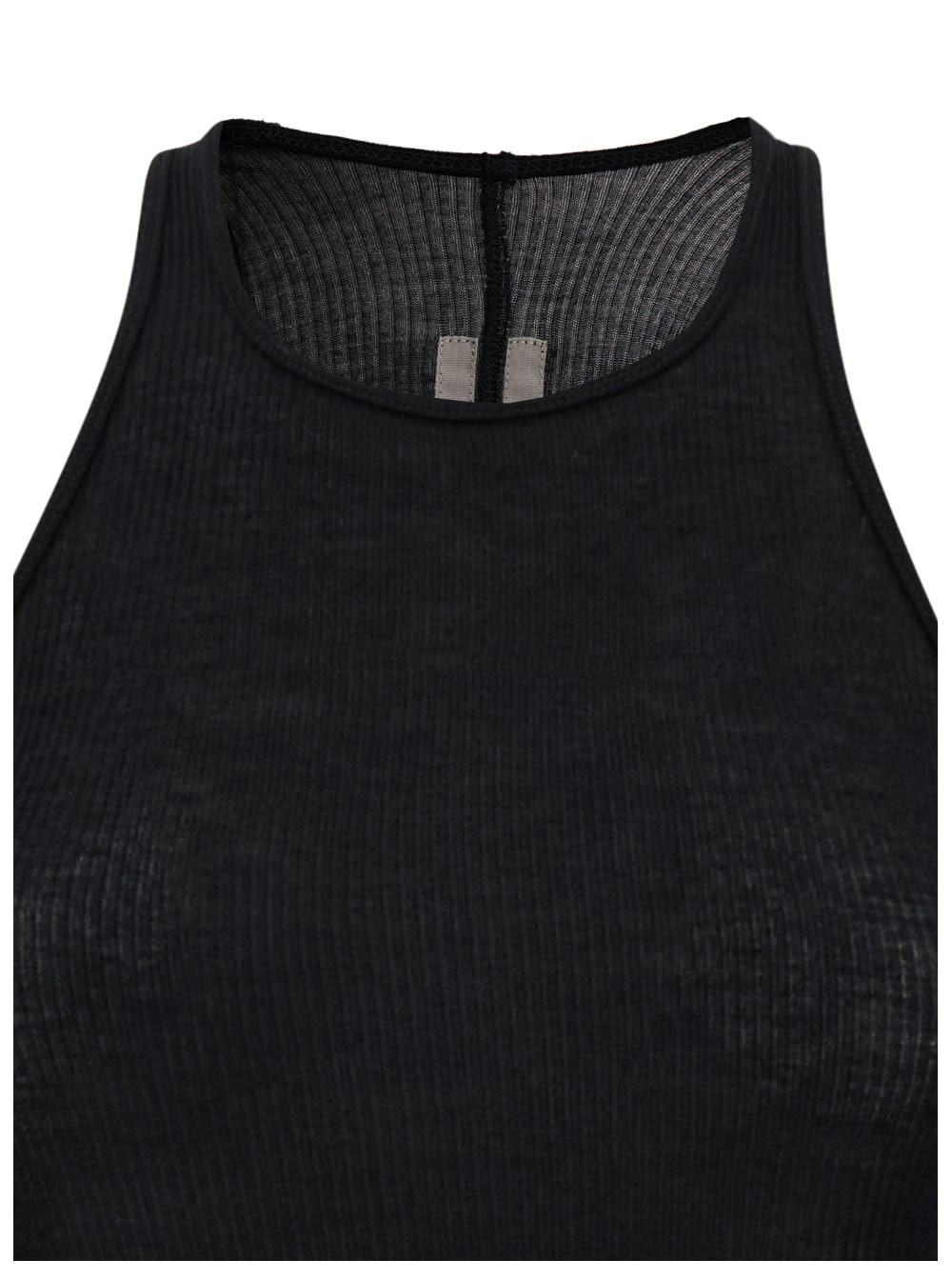 Shop Rick Owens Black Sleeveless Crew Neck Dress In Technical Fabric Woman