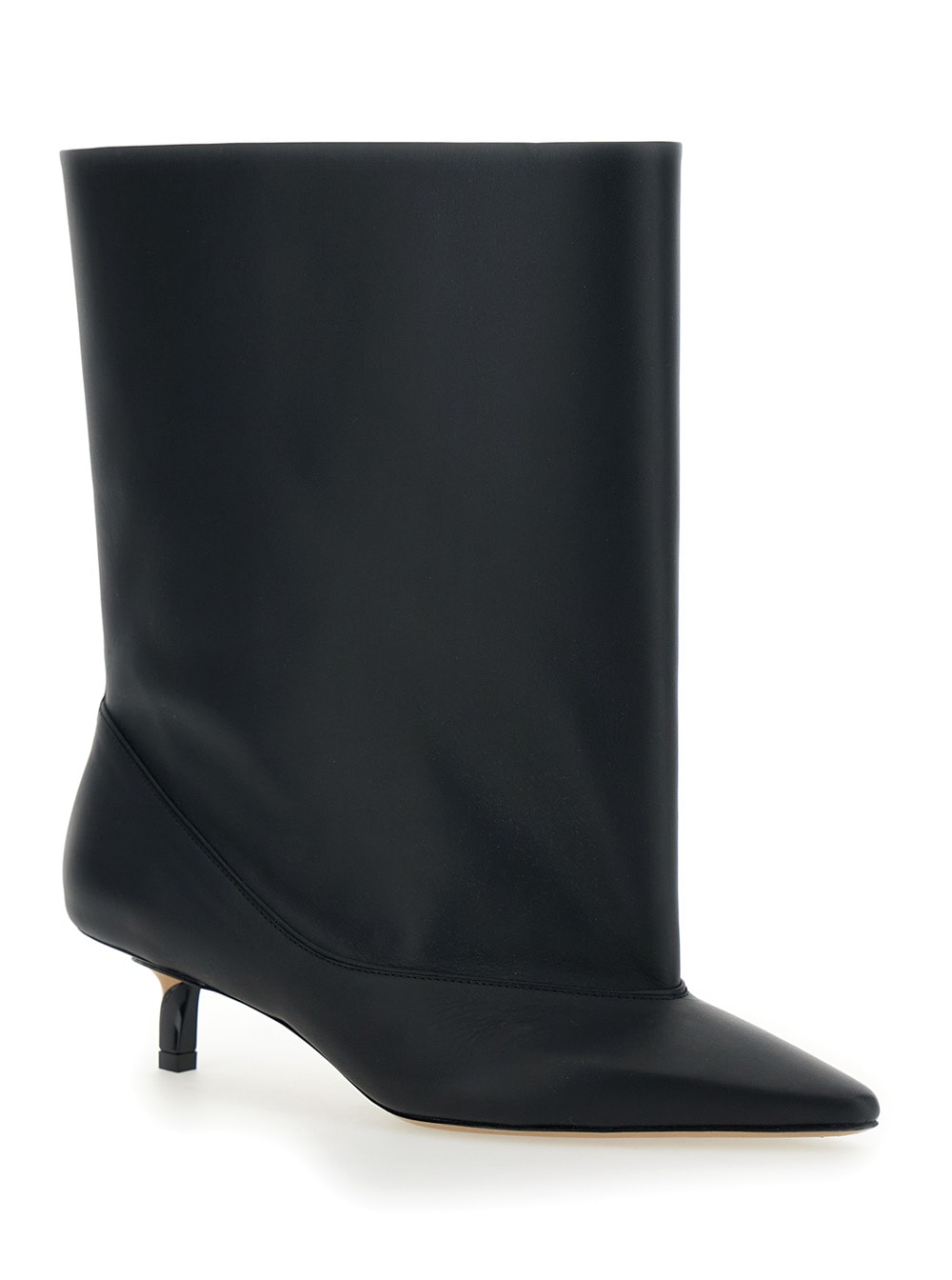Jacquemus Les Bottes Tourni Black Ankle Boots With Pointed Toe And Low Stiletto Heel In Leather Woman In Black