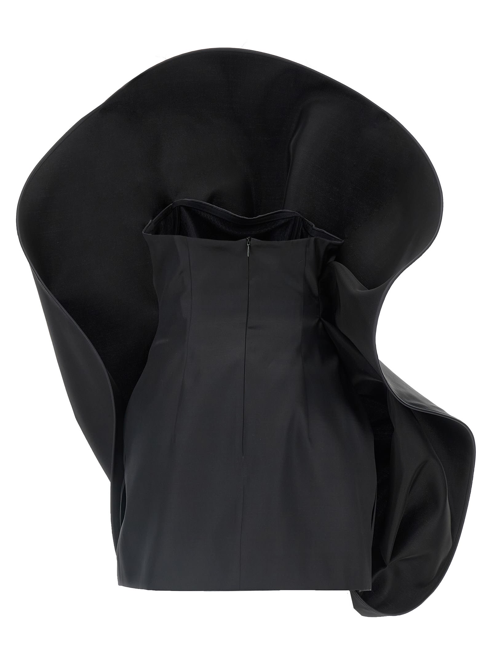 Magda Butrym Structured Satin Mini Dress In Black
