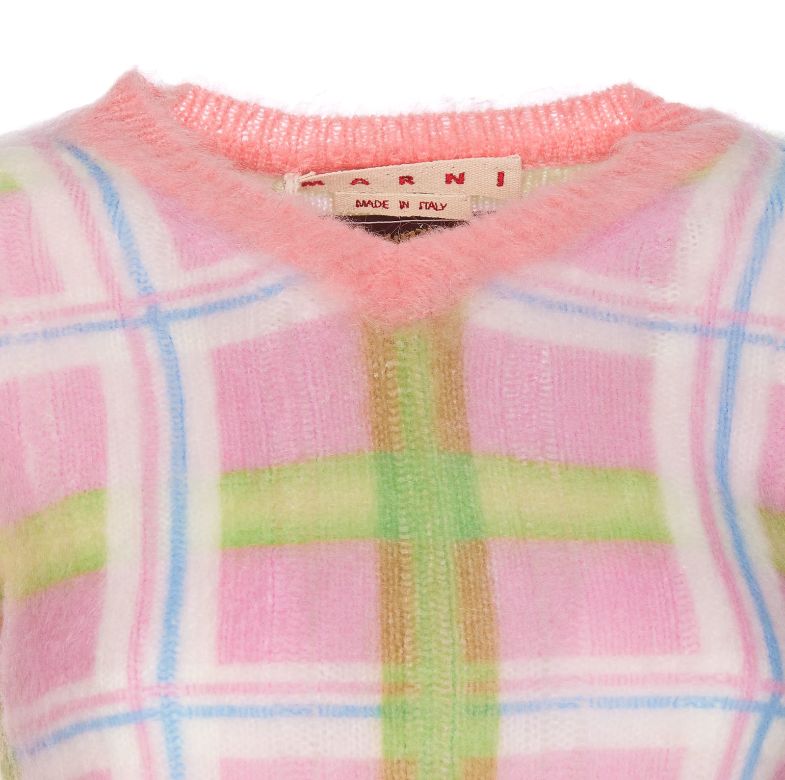 Shop Marni Mohair Brushed Checked Sweater In Pink