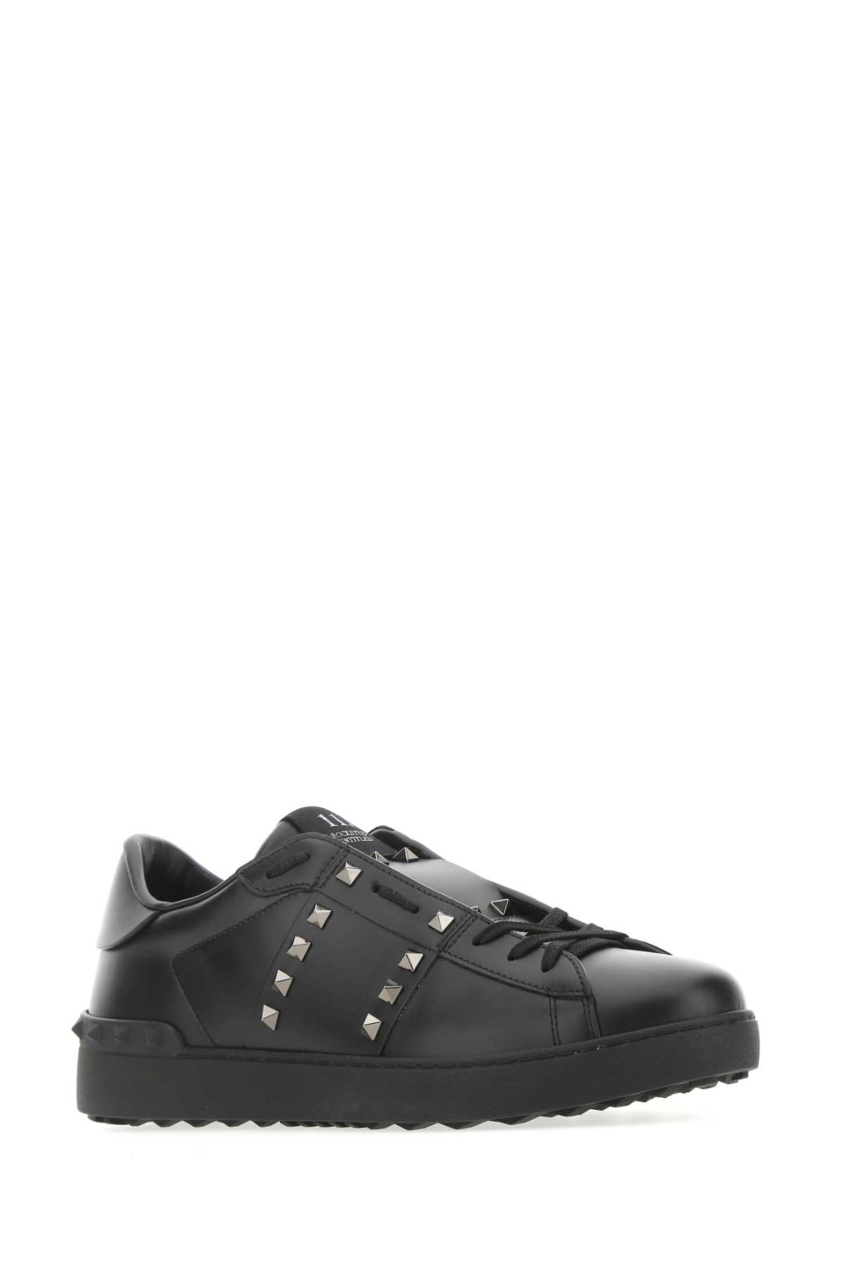 Shop Valentino Black Leather Rockstud Untitled Sneakers In Nero