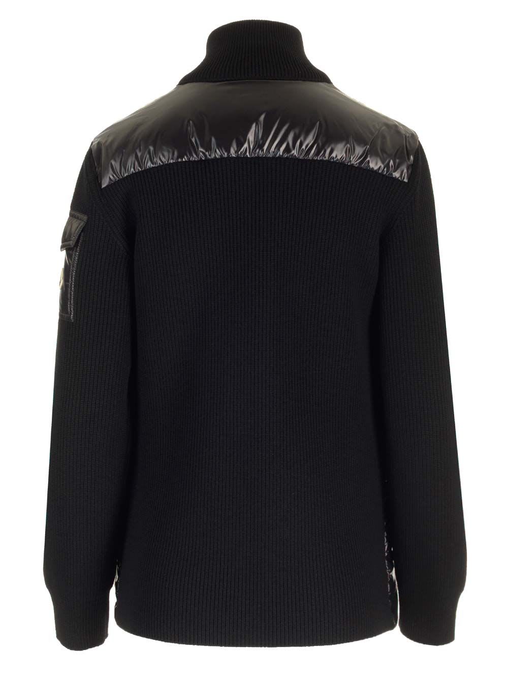 Shop Moncler Wool Cardigan In Black