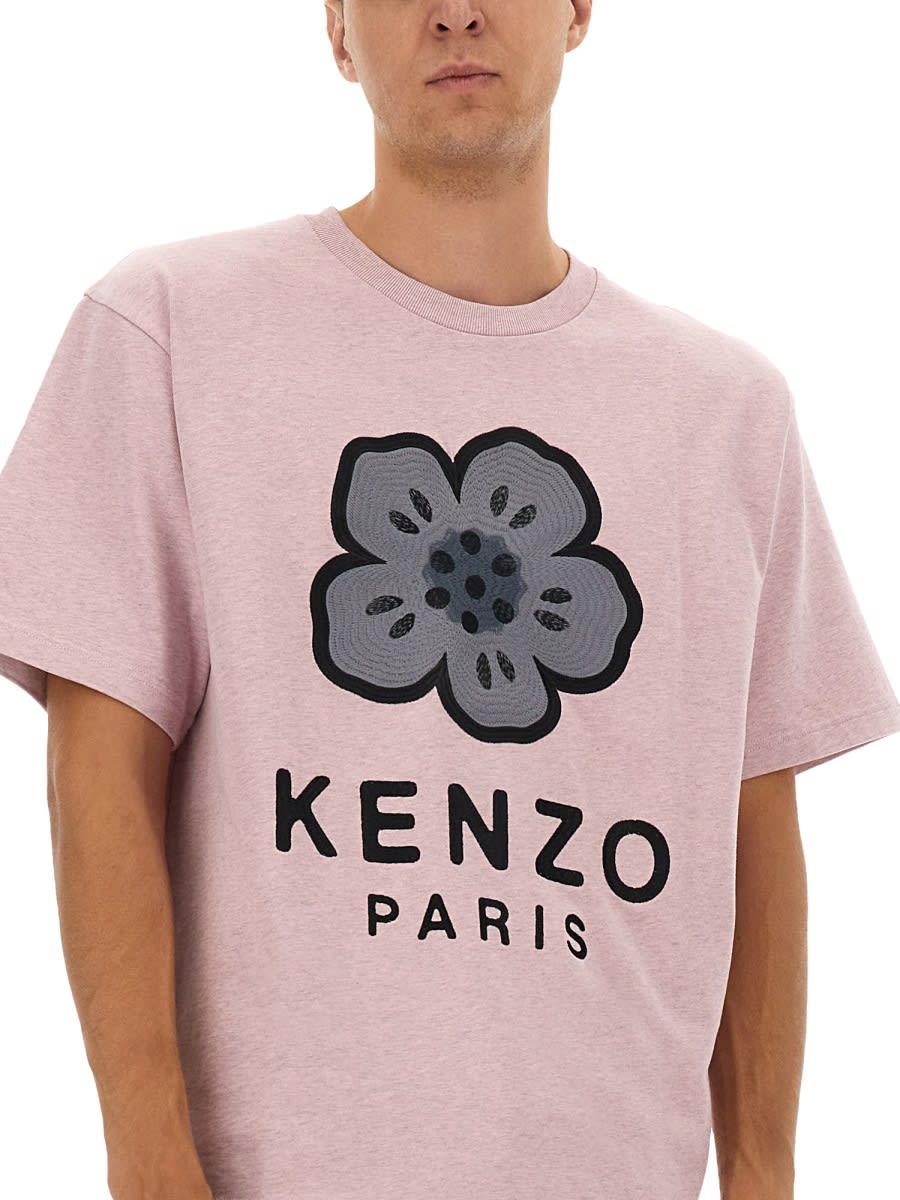 Kenzo Oversized T-shirt With Boke Flower Embroidery In Pink