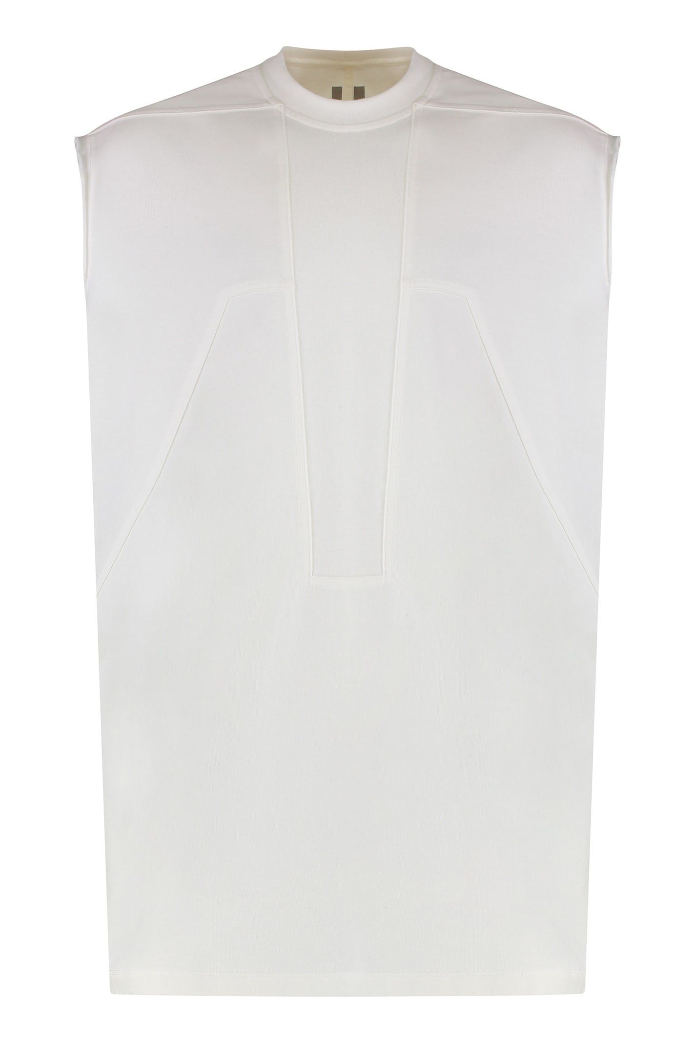 Rick Owens Ribbed Crew Neck Tank Top In White