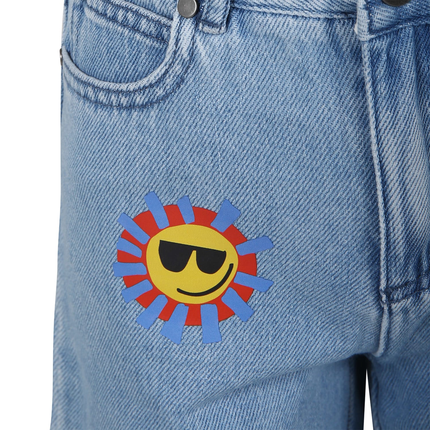 Shop Stella Mccartney Denim Shorts For Boy With Multicolor Sun