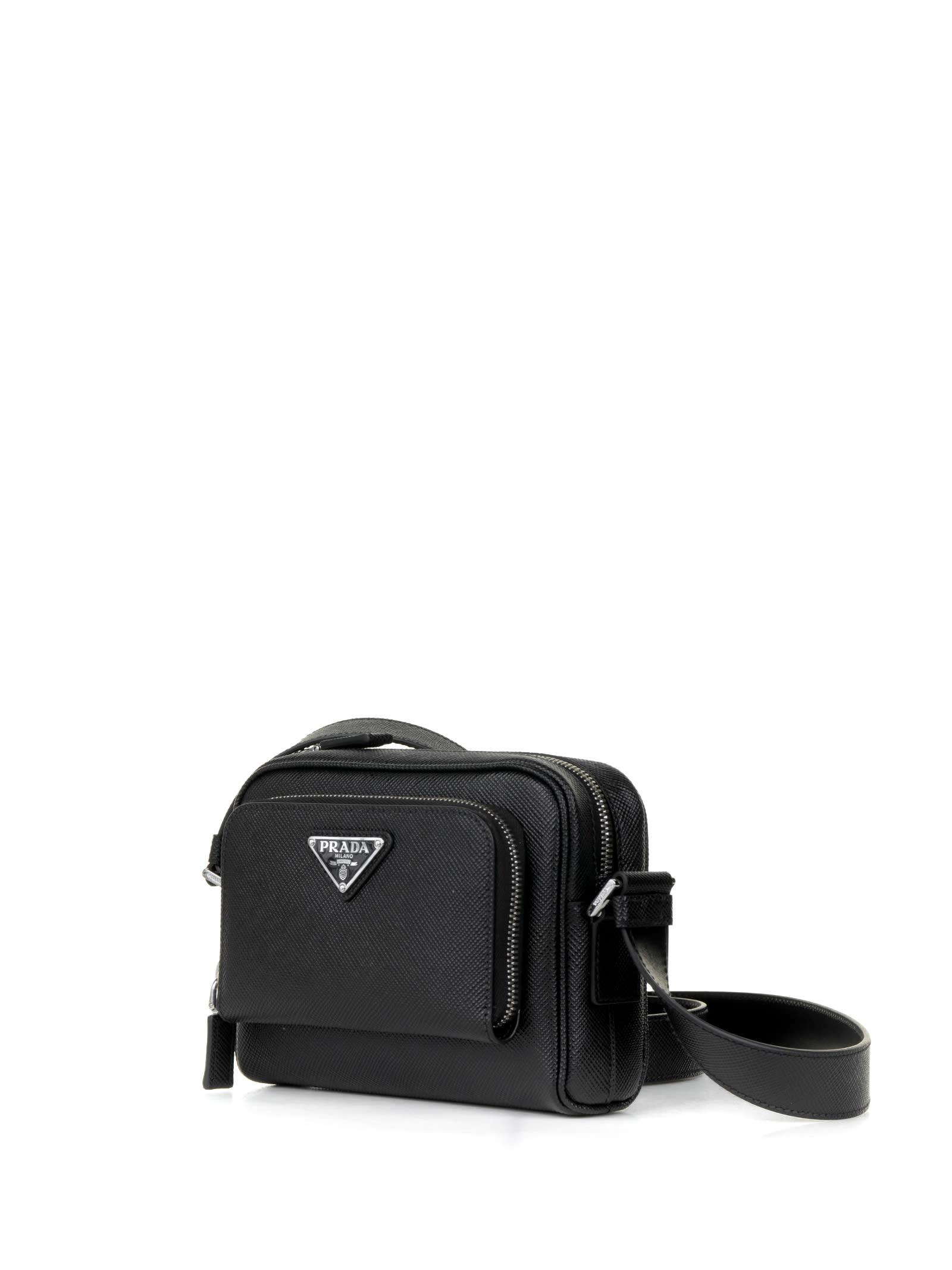Shop Prada Shoulder Bag In Re-nylon And Brushed Leather In Nero