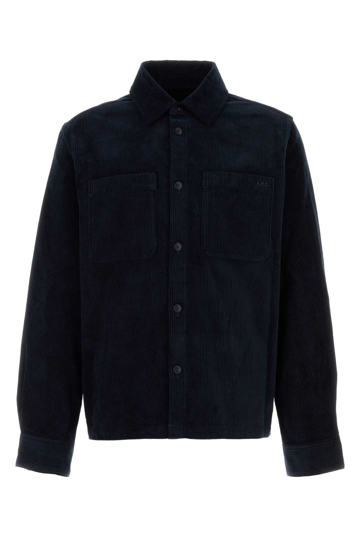 A. P.C. Dark Blue Corduroy Leon Shirt