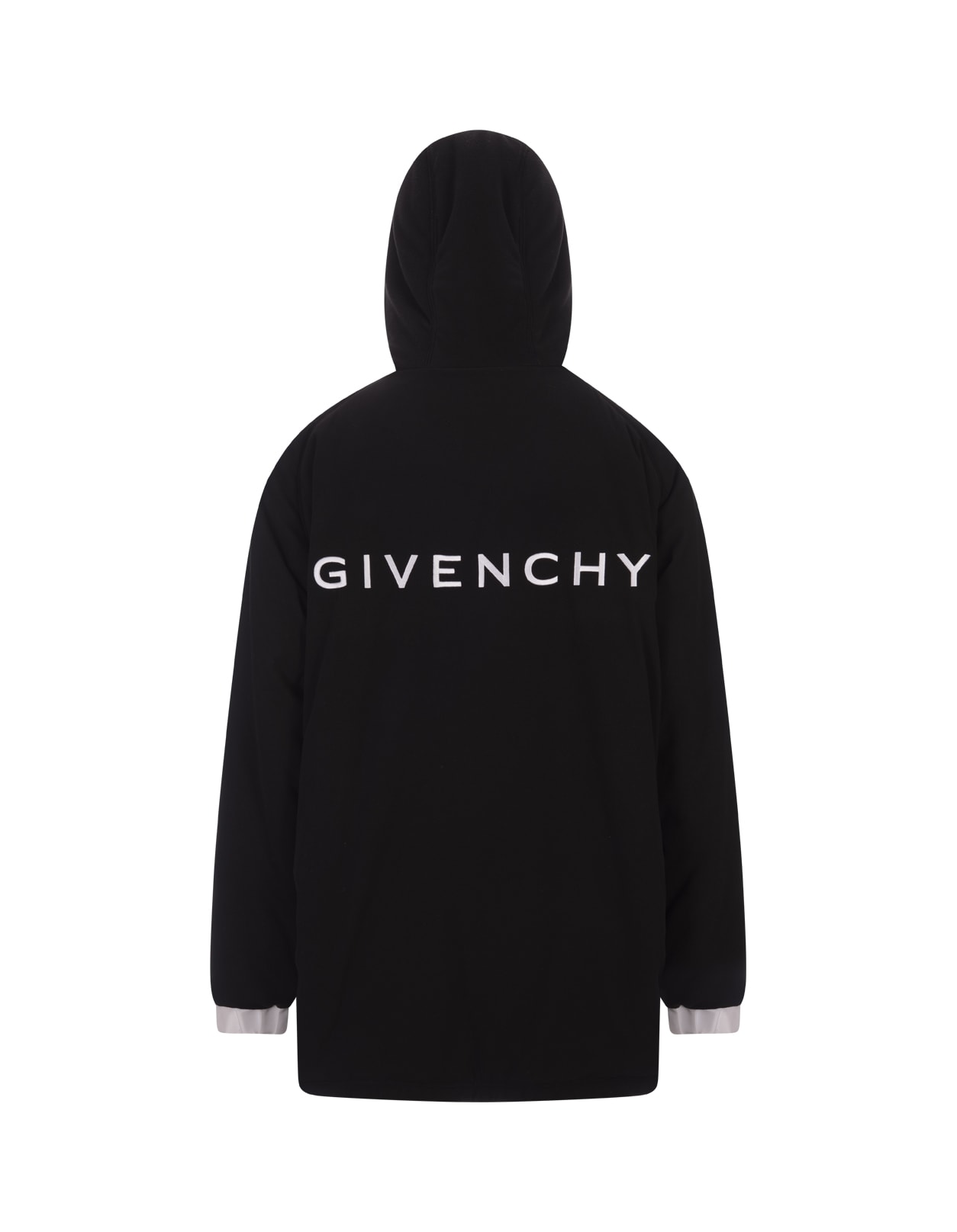 Shop Givenchy Black/white  Reversible Football Parka In Fleece