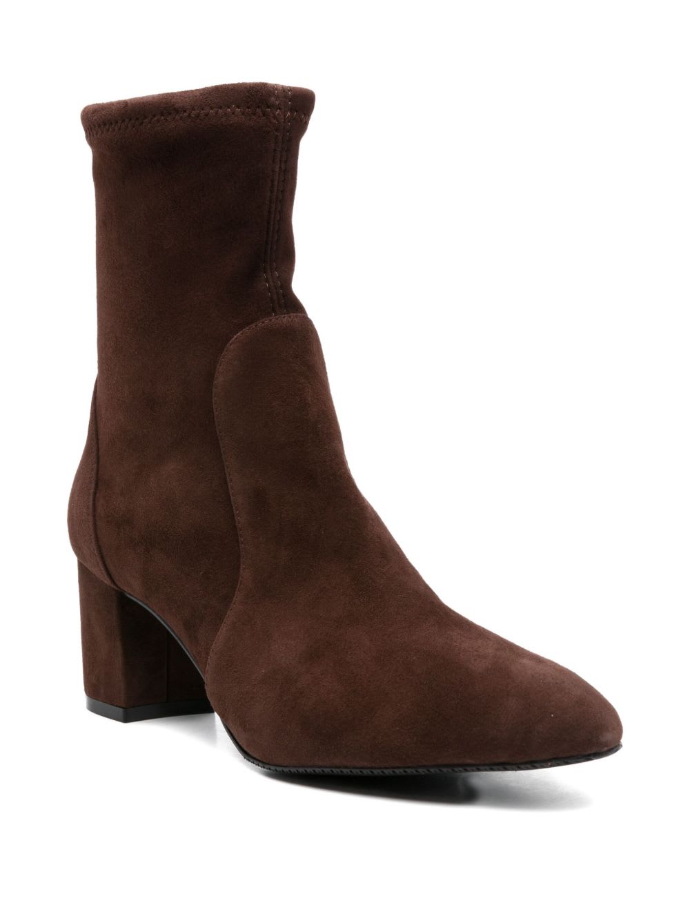 Stuart Weitzman Suede Ankle Length Block Heel Boots In Brown