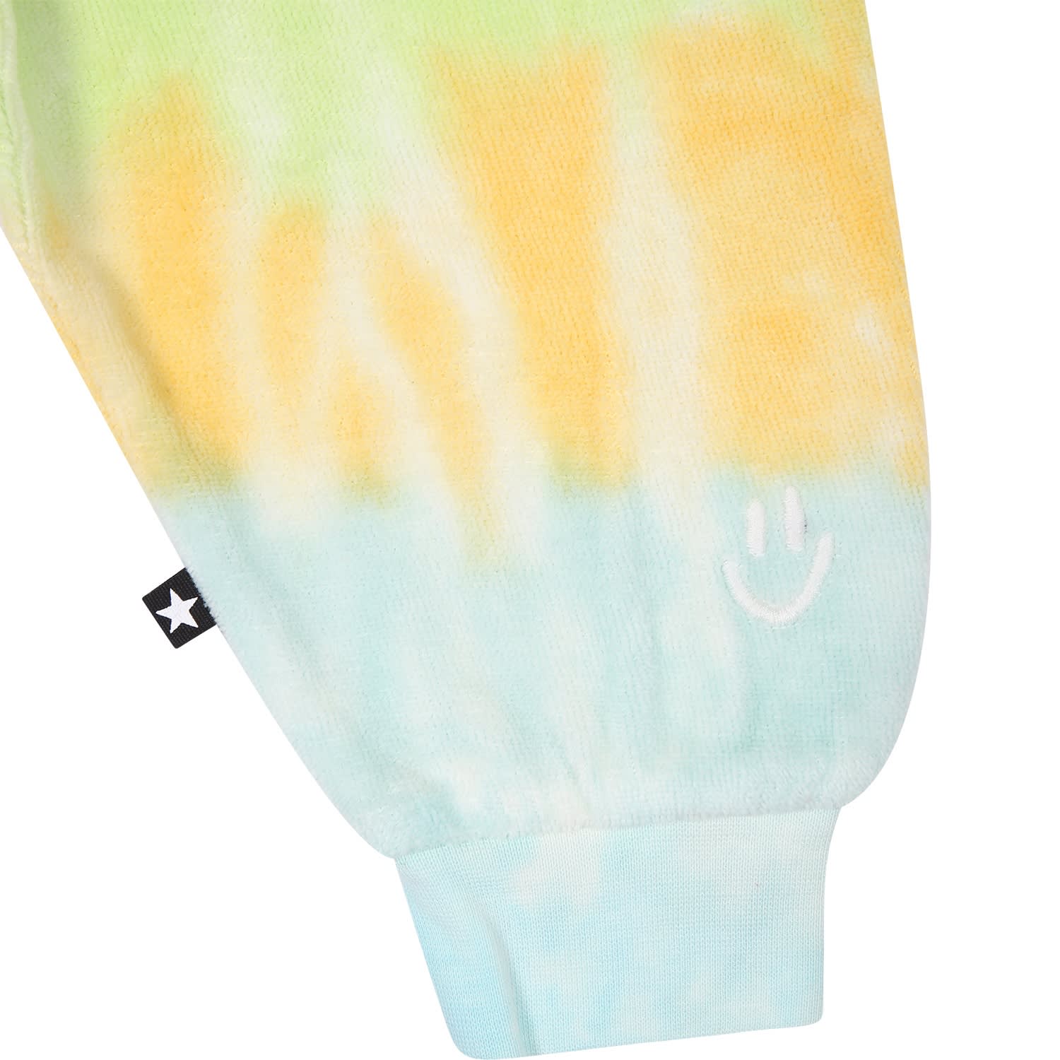 Shop Molo Light Blue Trousers For Babykids With Smiley In Multicolor