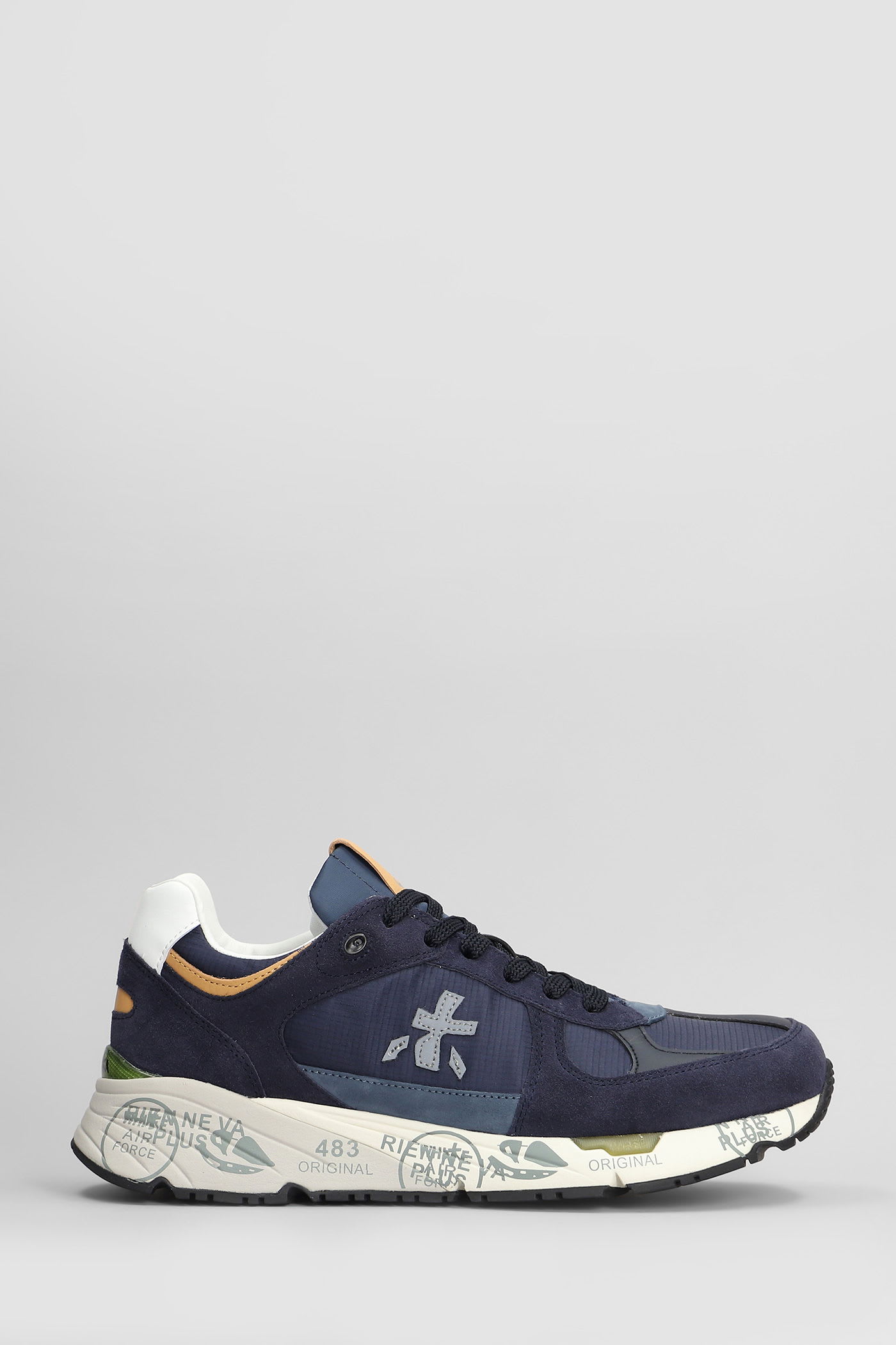 Premiata Mase Sneakers In Blue Suede And Fabric In Blue