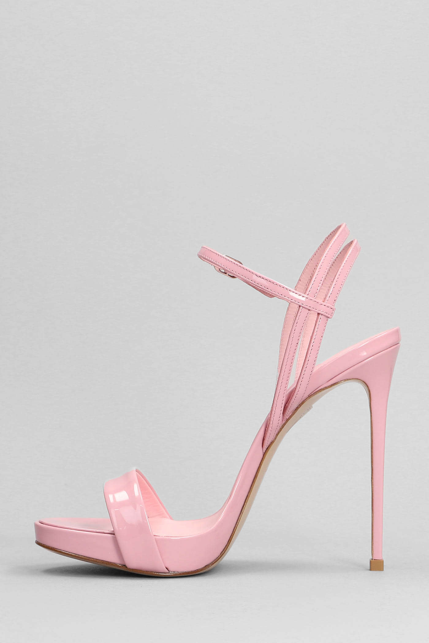 Shop Le Silla Gwen Sandals In Rose-pink Patent Leather