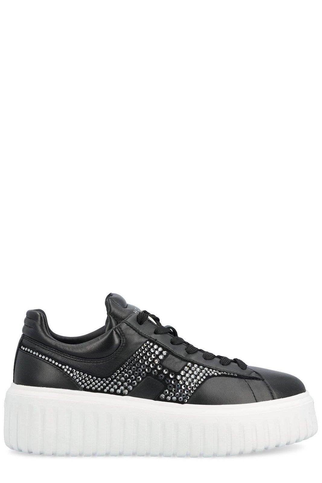 Hogan H-stripes Embellished Lace-up Sneakers In B999
