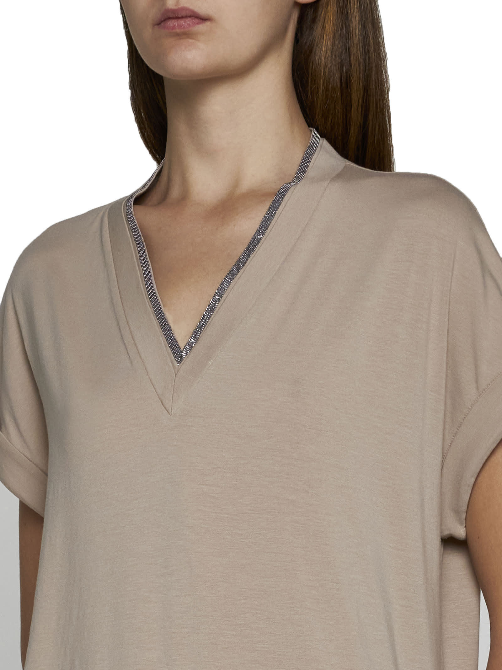 Shop Brunello Cucinelli T-shirt In Beige