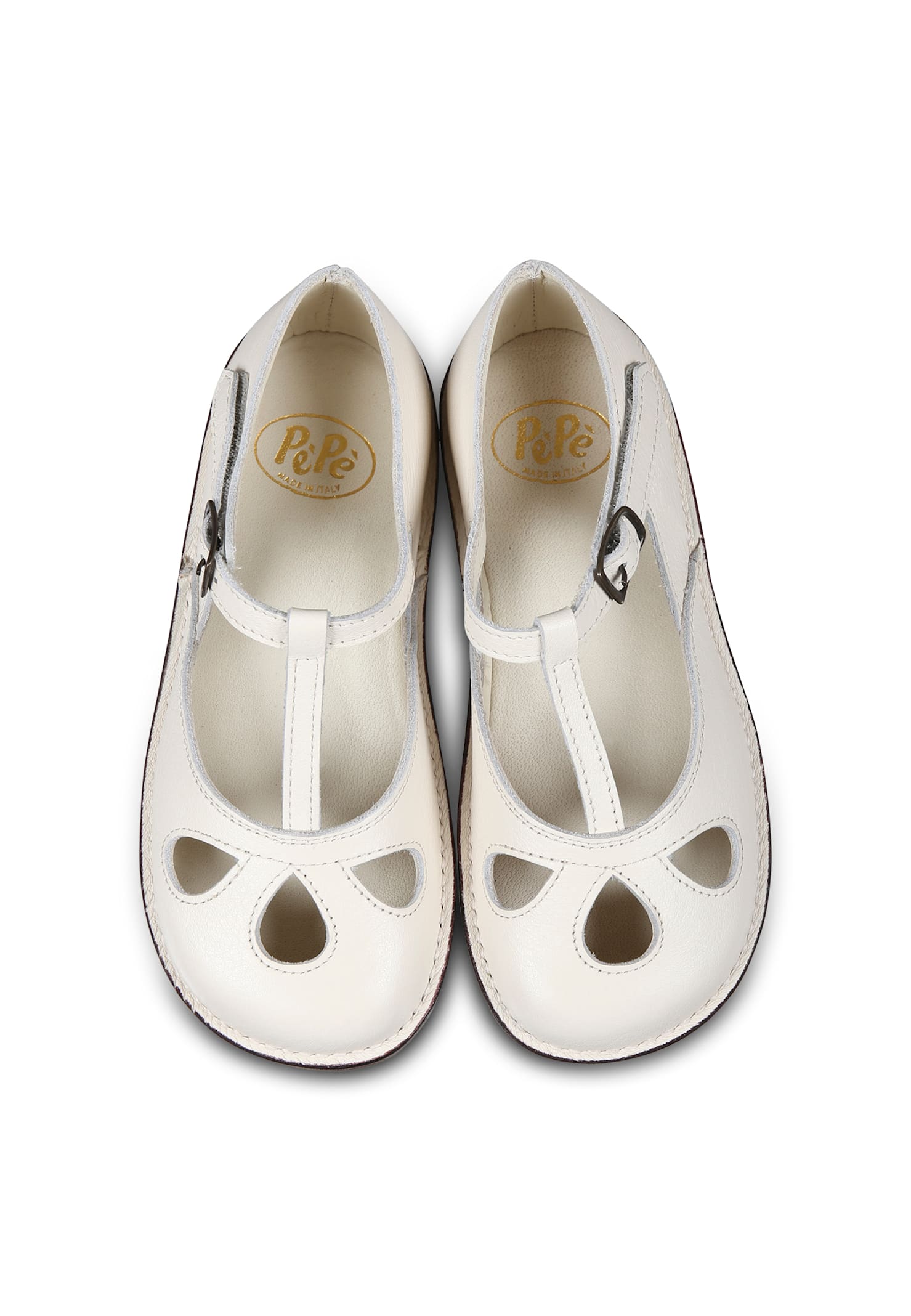 Pèpè Ivory Ballet Flats For Girl In White