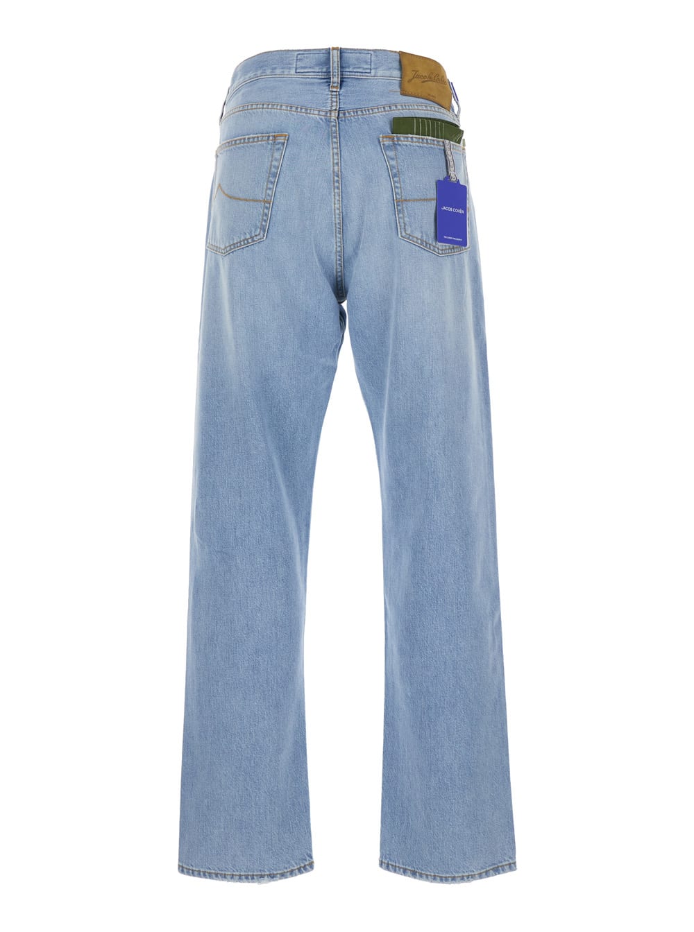 Jacob Cohen Light Blue Five Pocket Jeans With Logo Patch On The Back
