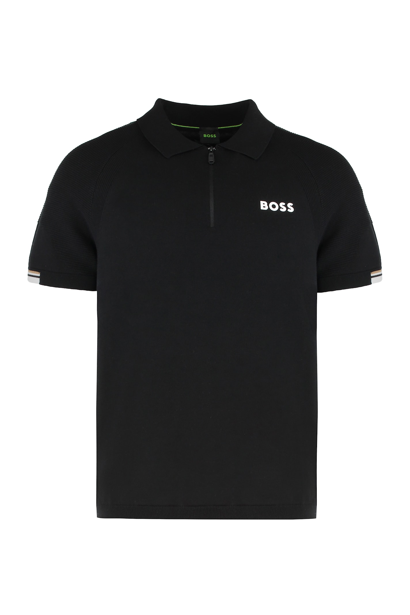 Hugo Boss Boss Short Sleeve Polo With Zip In Black