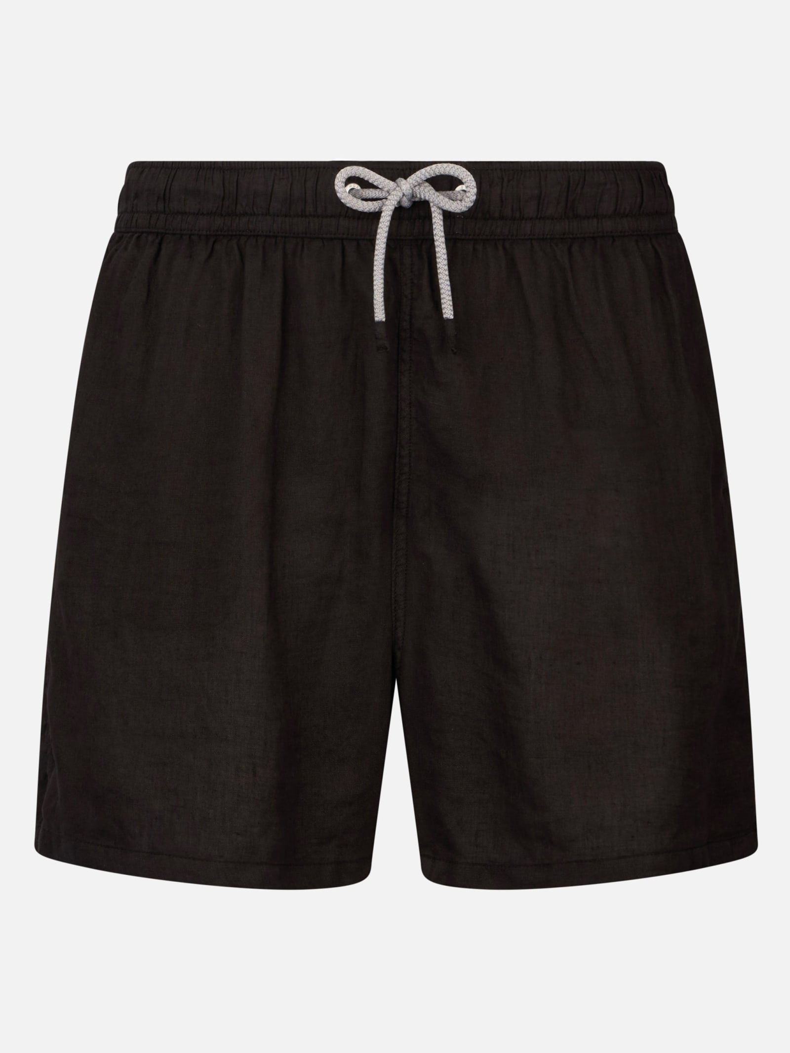 MC2 SAINT BARTH MAN MID-LENGTH BLACK LINEN SWIM-SHORTS GUSTAVIA