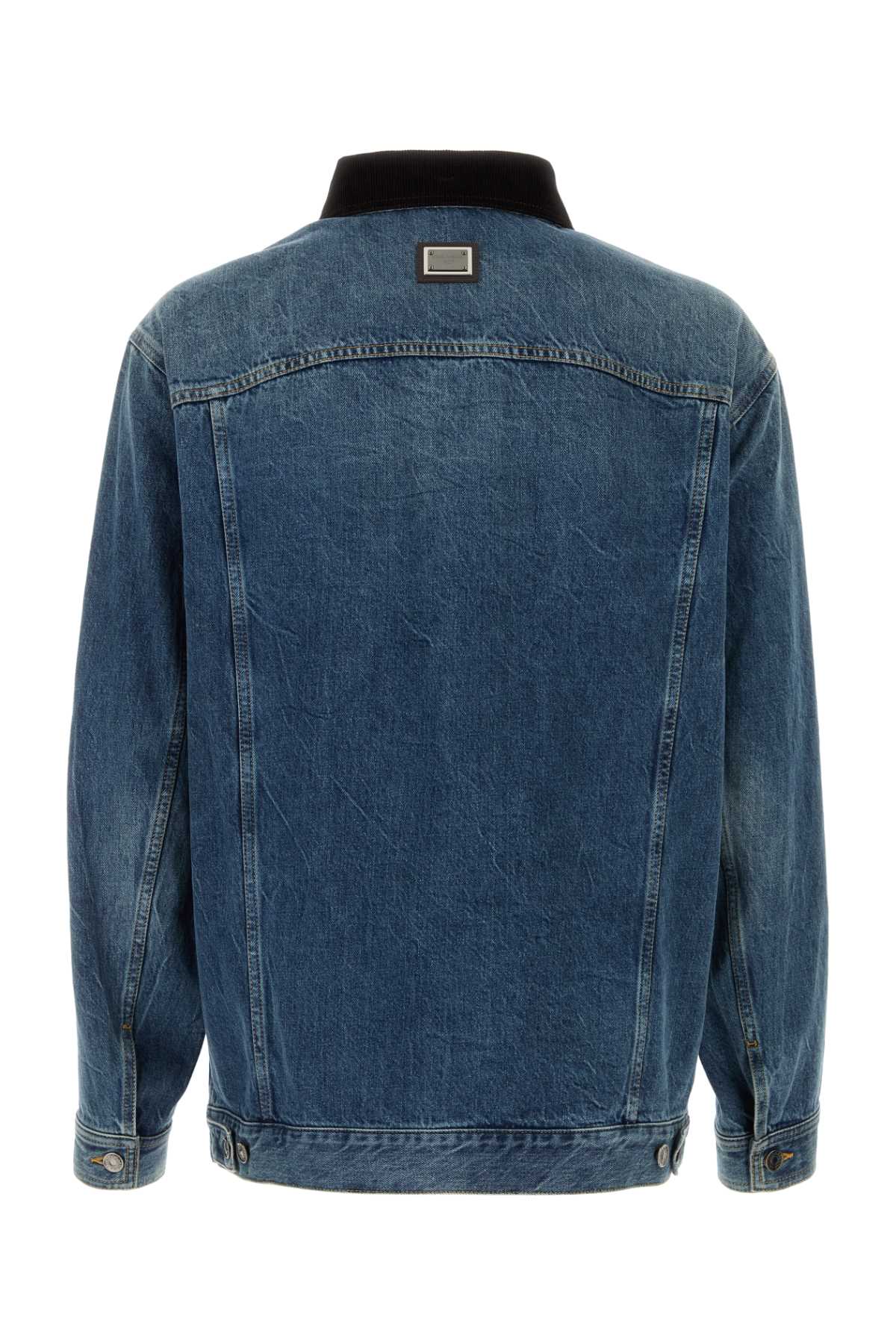 Dolce & Gabbana Corduroy-collar Denim Jacket In Blue