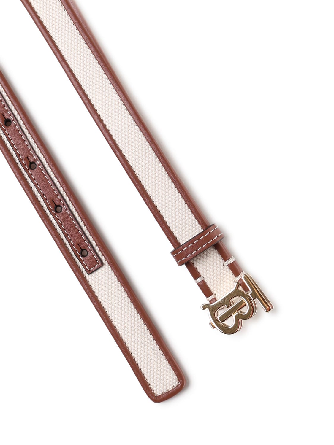 Shop Burberry Tb Belt In Canvas And Leather In A1395