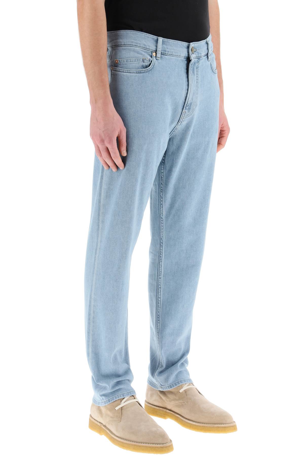 Shop Agnona Five-pocket Soft Denim Jeans In Bleached (blue)