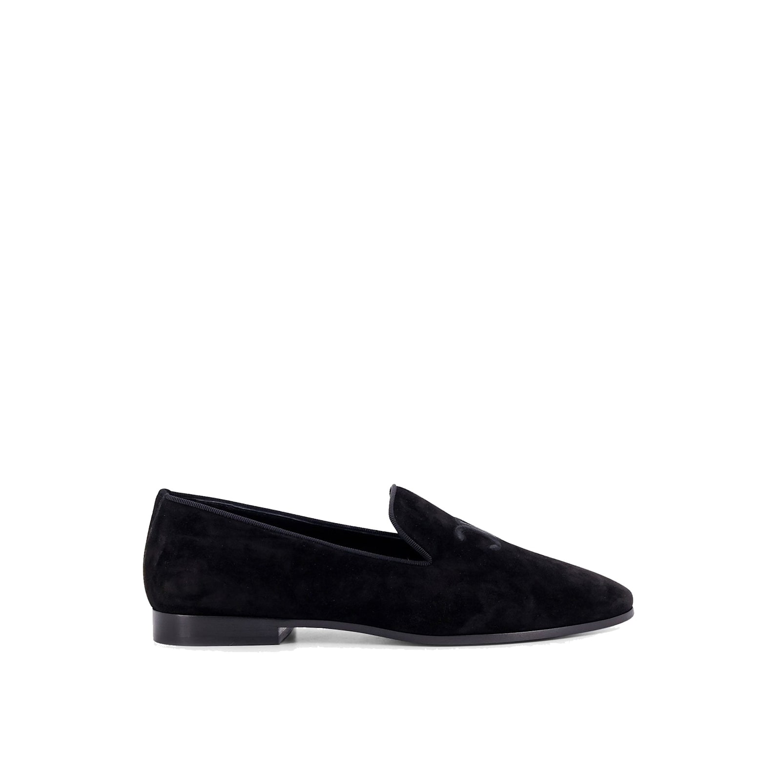 Celine Velvet Loafers With Embroidered Triomphe Logo Men In Black