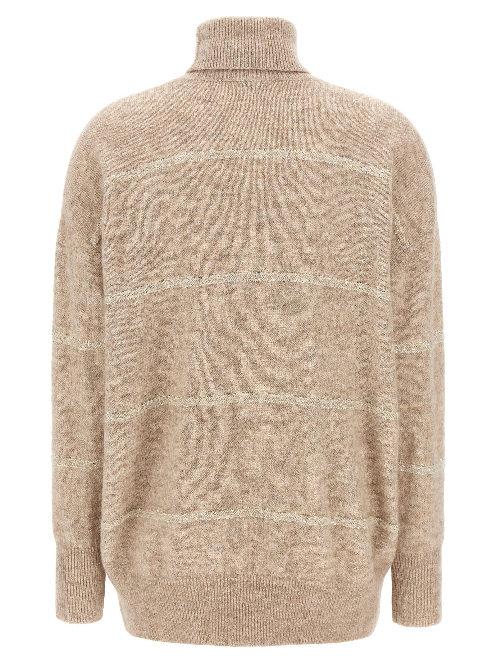 Shop Brunello Cucinelli Sequin Sweater In Beige