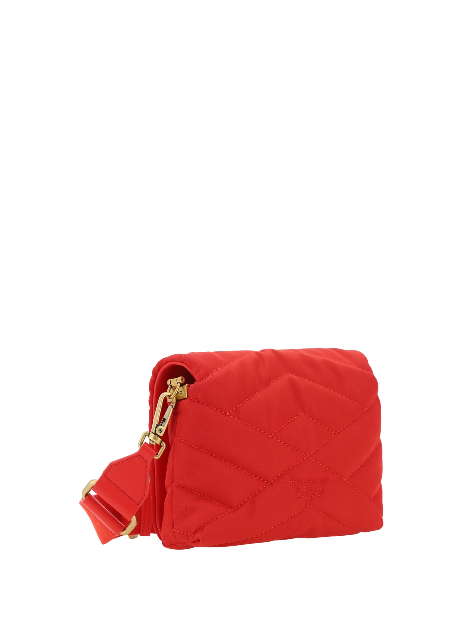 Shop Pinko Love Click Puff Shoulder Bag In Rosso-block Color