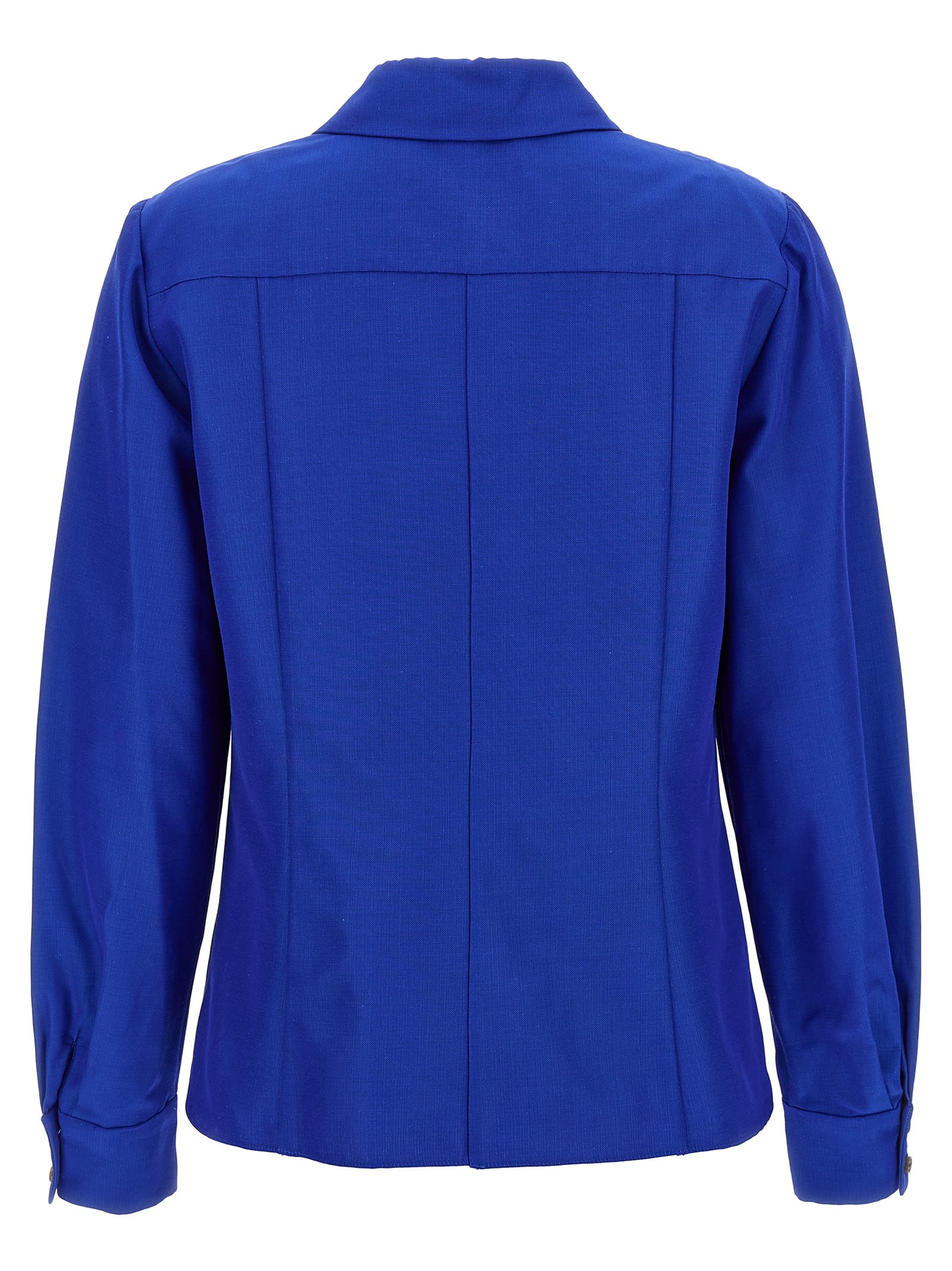 Carolina Herrera Cotton And Viscose Blend Tailored Shirt In Blue