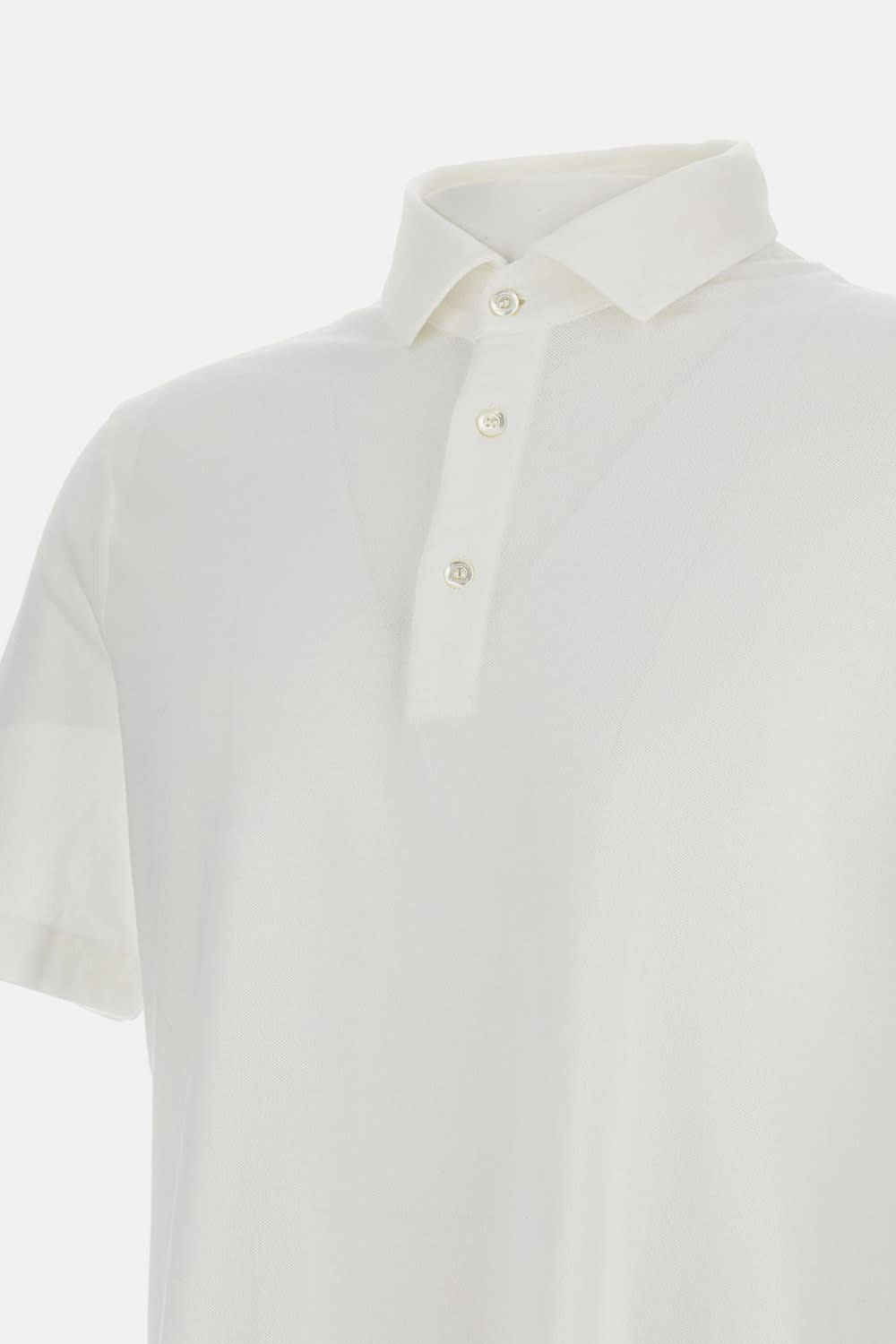 Drumohr White Button Down Polo Shirt