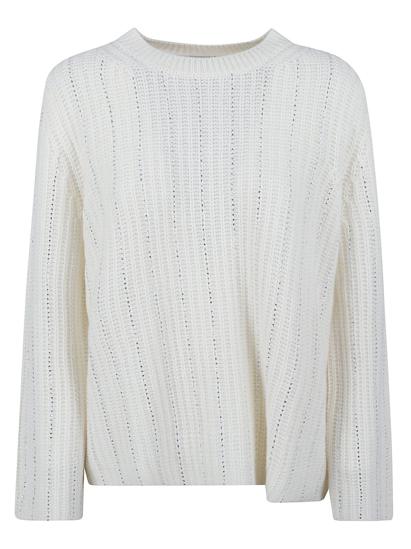 Shop Allude Crystal Embellished Stripe Sweater In White