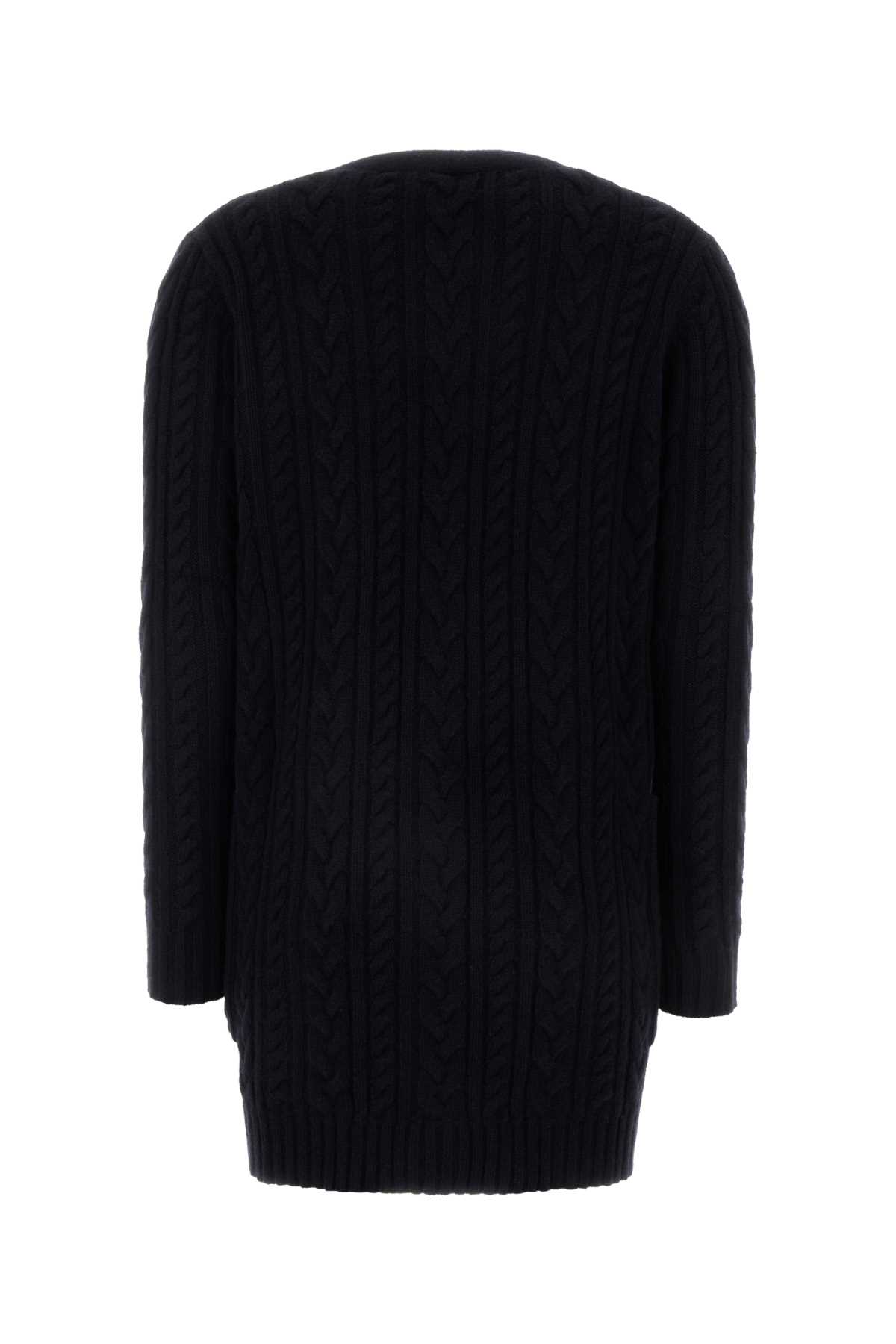 Shop Max Mara Black Wool Blend Calotta Cardigan In Blu Marino