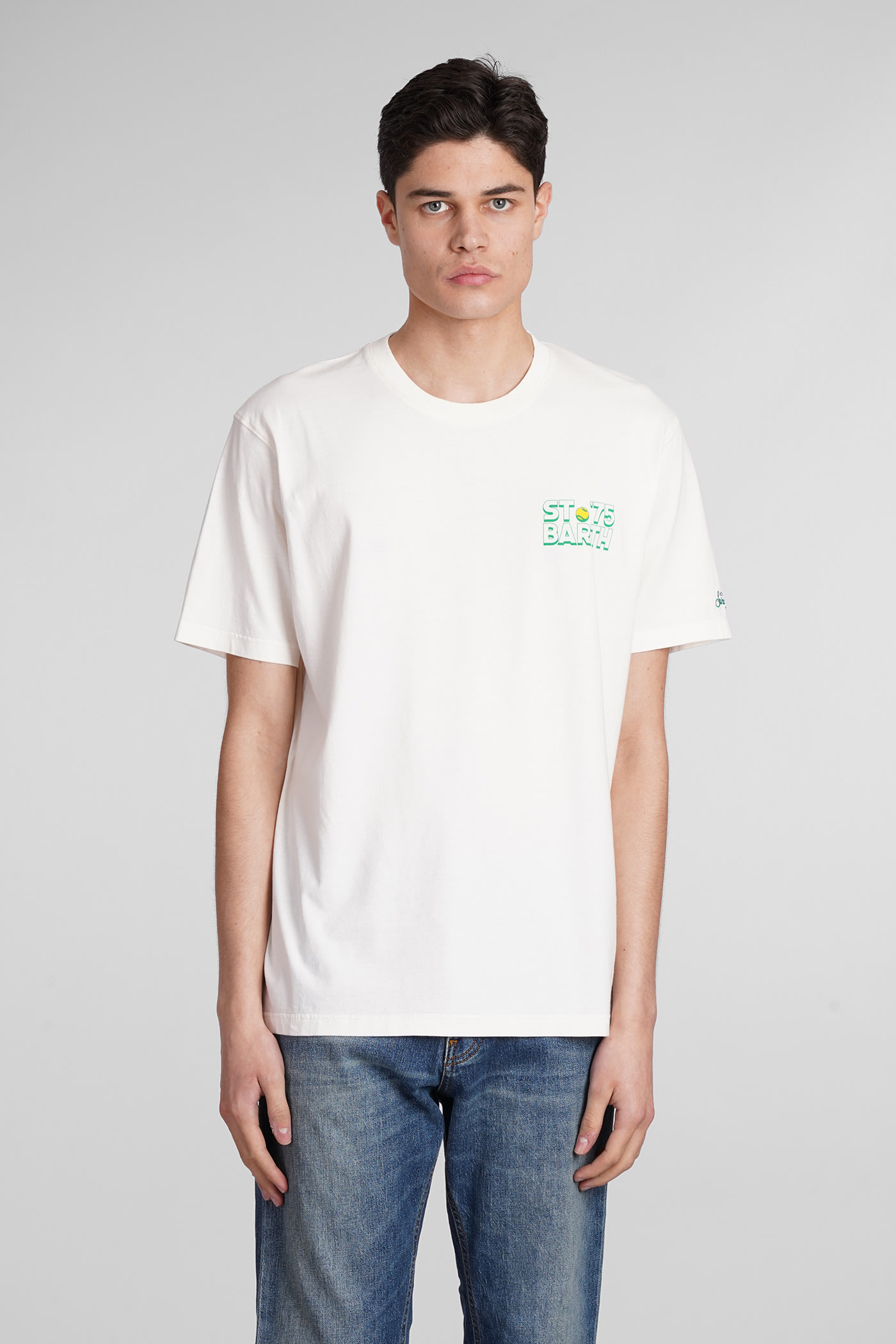 Mc2 Saint Barth Tshirt Man T-shirt In Beige Cotton