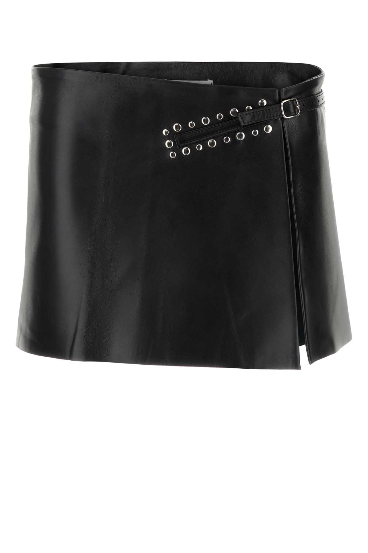 Black Leather Blanca Mini Skirt