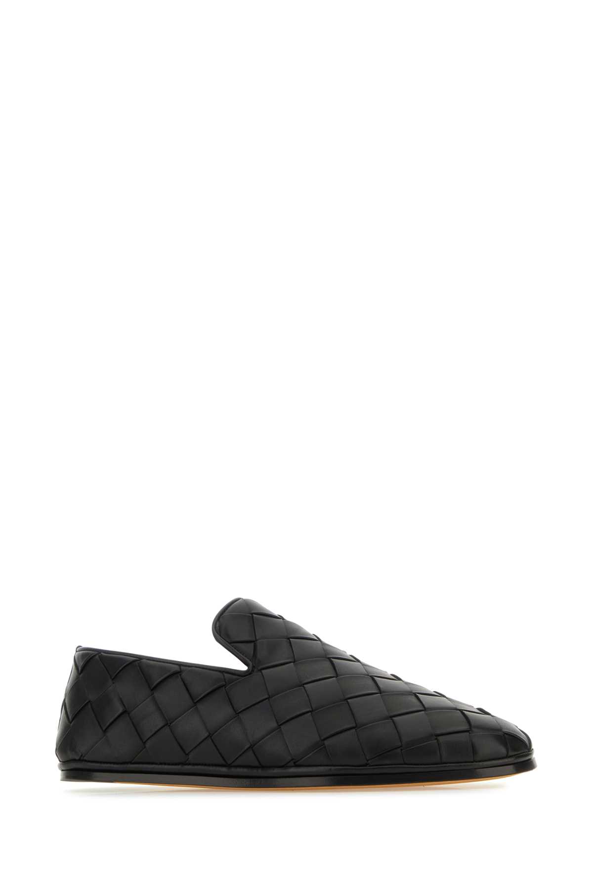 Shop Bottega Veneta Black Leather Sunday Slippers In Blk