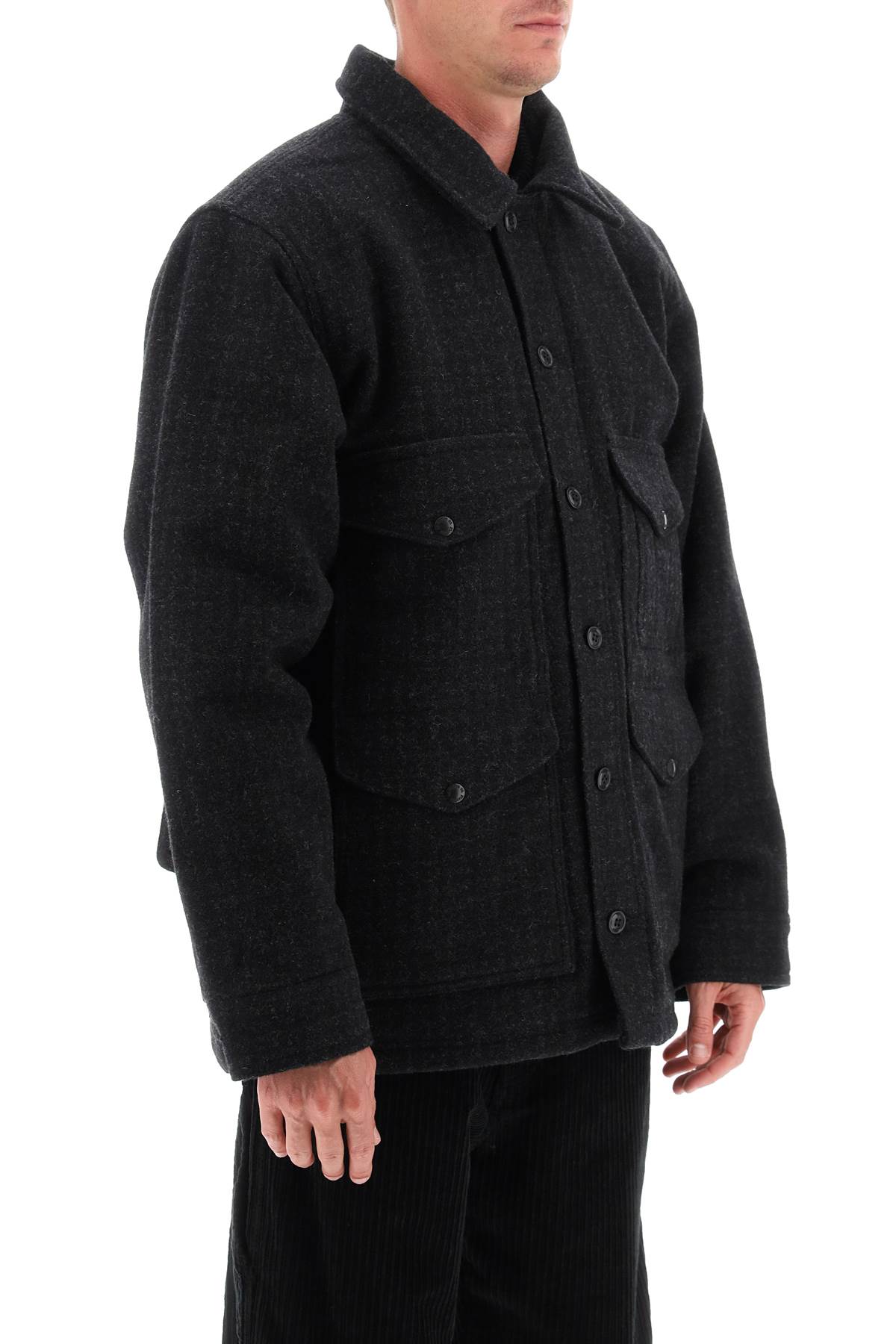 Shop Filson Padded Mackinaw Wool Cruiser Jacket In Black Marl (black)