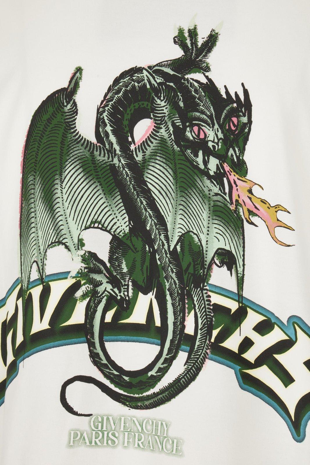 Givenchy Dragon Printed Crewneck T-shirt In Black
