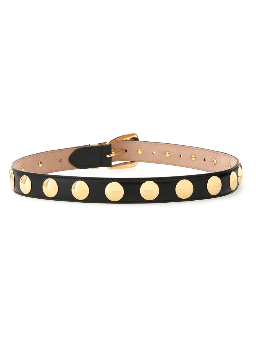 Khaite Benny Belt Whit Silver Stud Bucke In Black