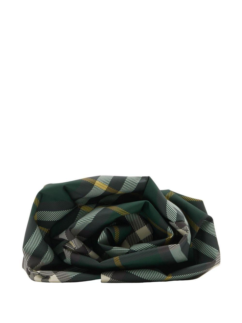 Burberry Rose Checkered Ruched Clutch Bag In Green