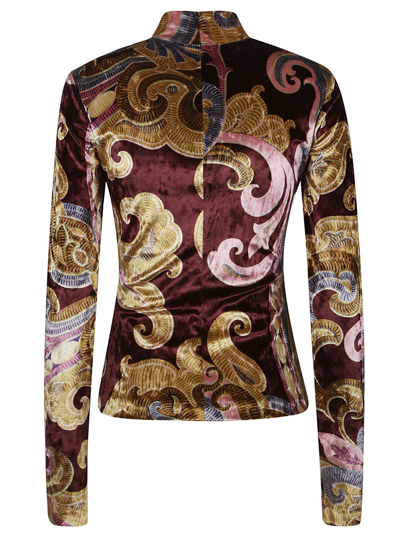 Shop Etro Turtle Neck Top In Bordeaux Fantasia