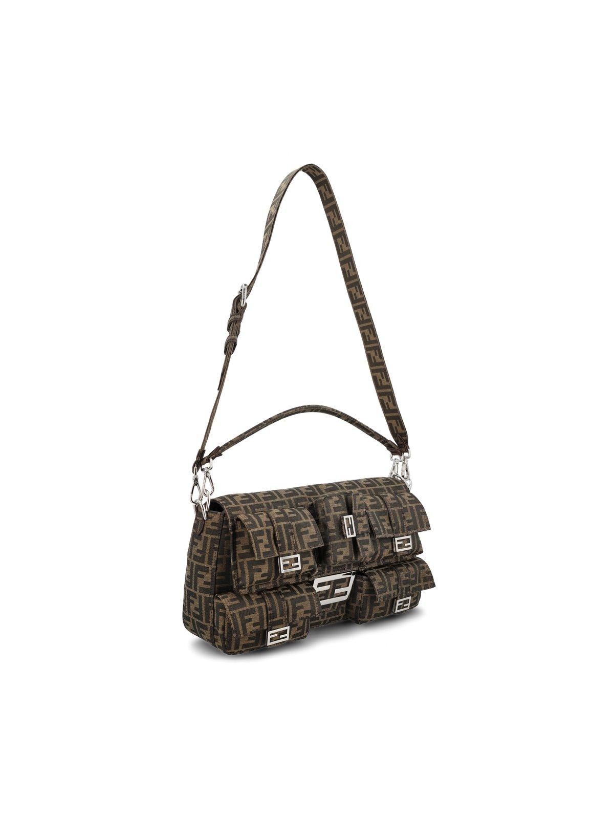 Shop Fendi Maxi Multipocket Baguette Ff Jacquard Tote Bag In Brown