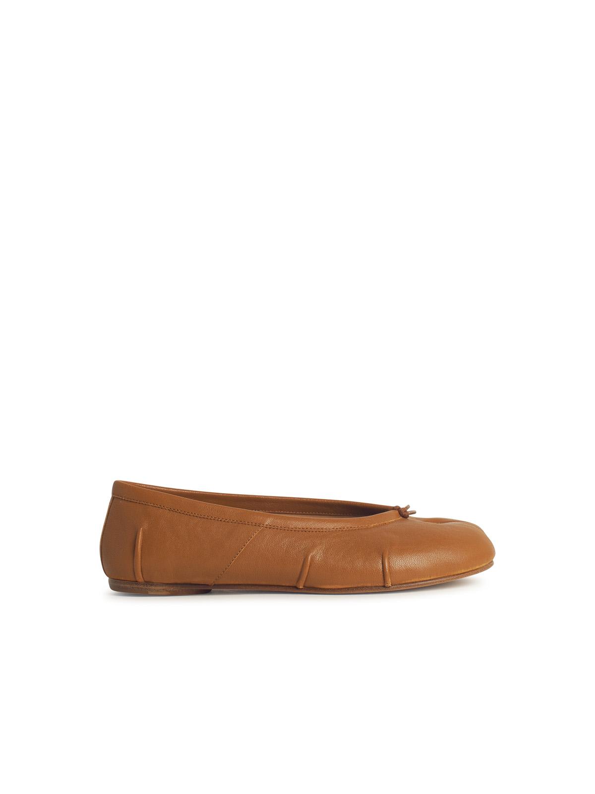 tabi Brown Leather Ballet Flats