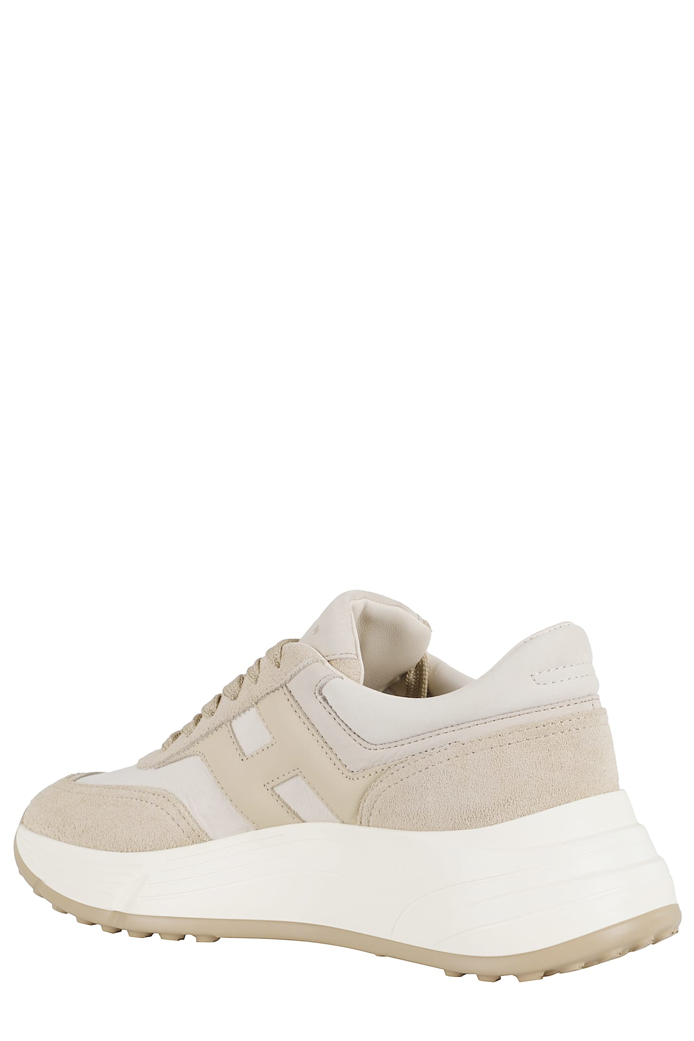 Hogan H669 Lace-up Model With Leather And Suede Details In White