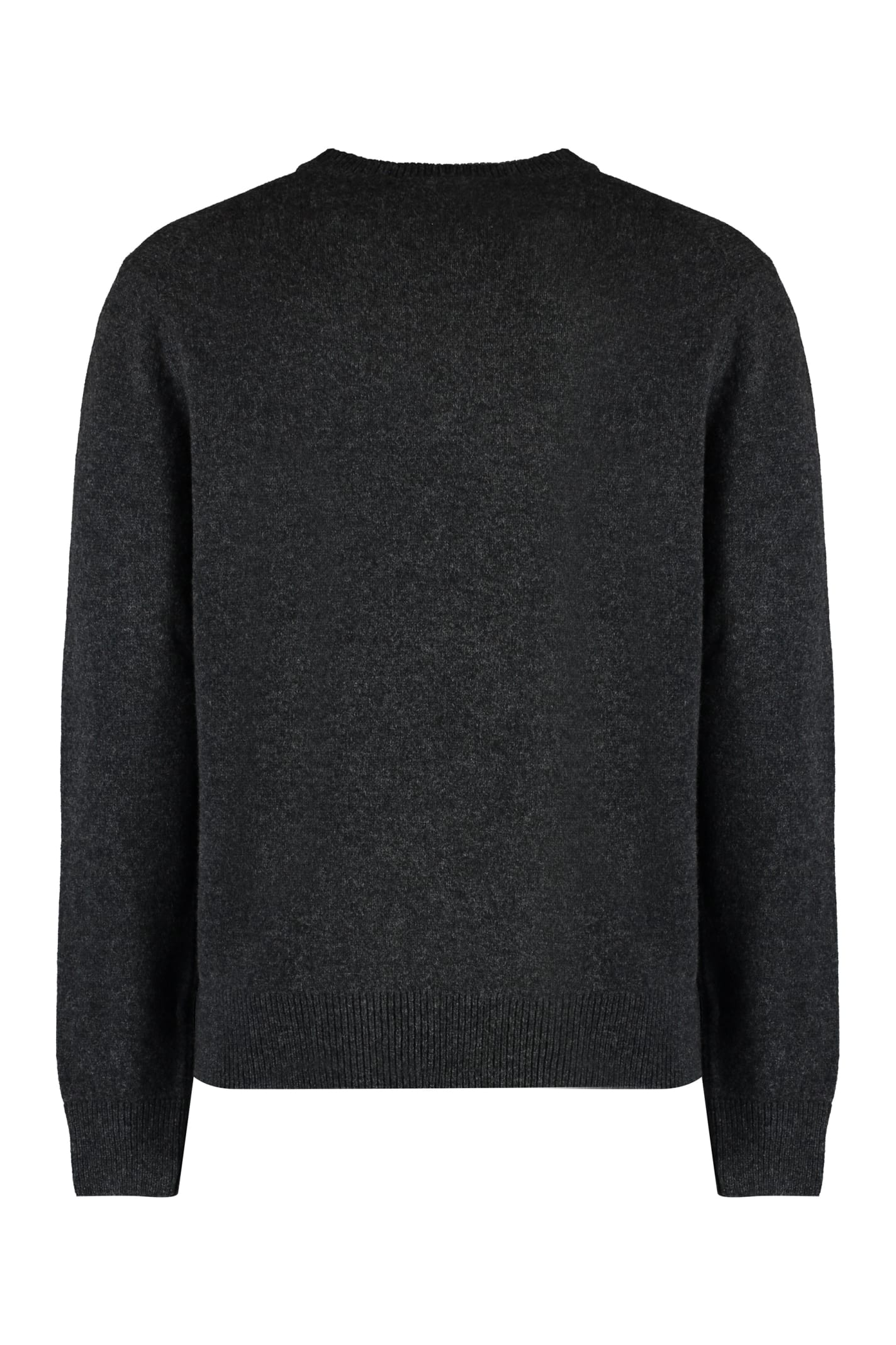 Shop Maison Kitsuné Crew-neck Wool Sweater In Grey