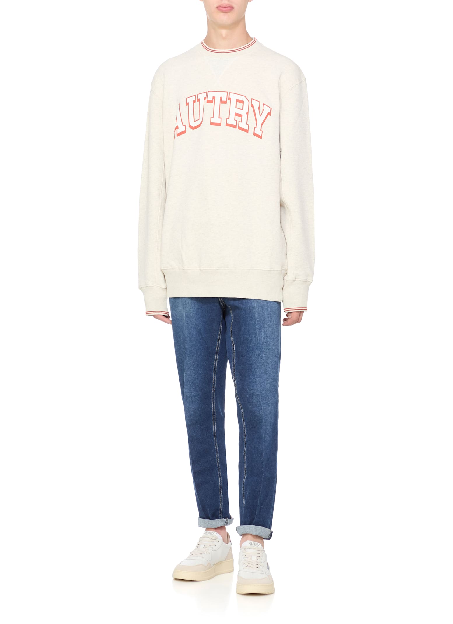Autry Medalist Low Sneakers With Suede Inserts And Contrasting Heel In White