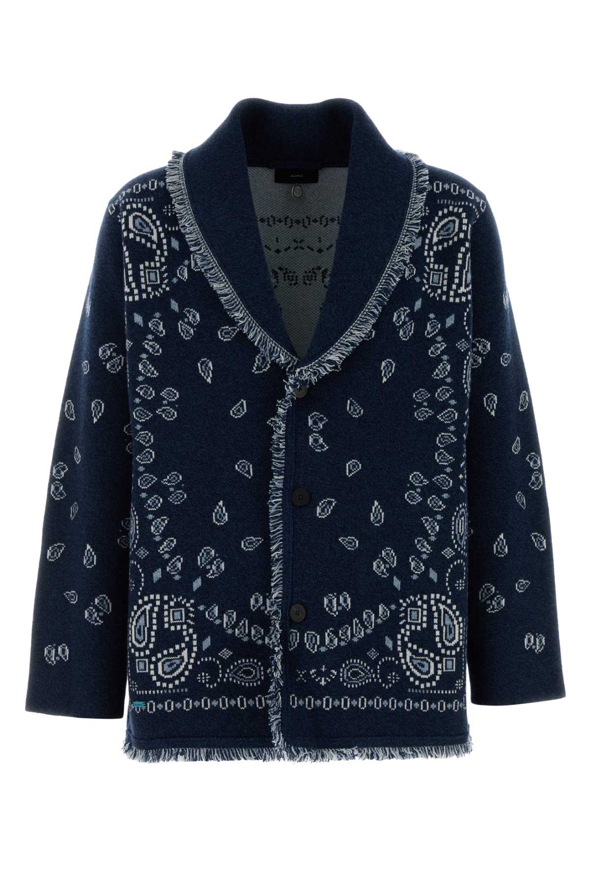 Alanui Oversized Cardigan With Shawl Collar And Fringes In Blue