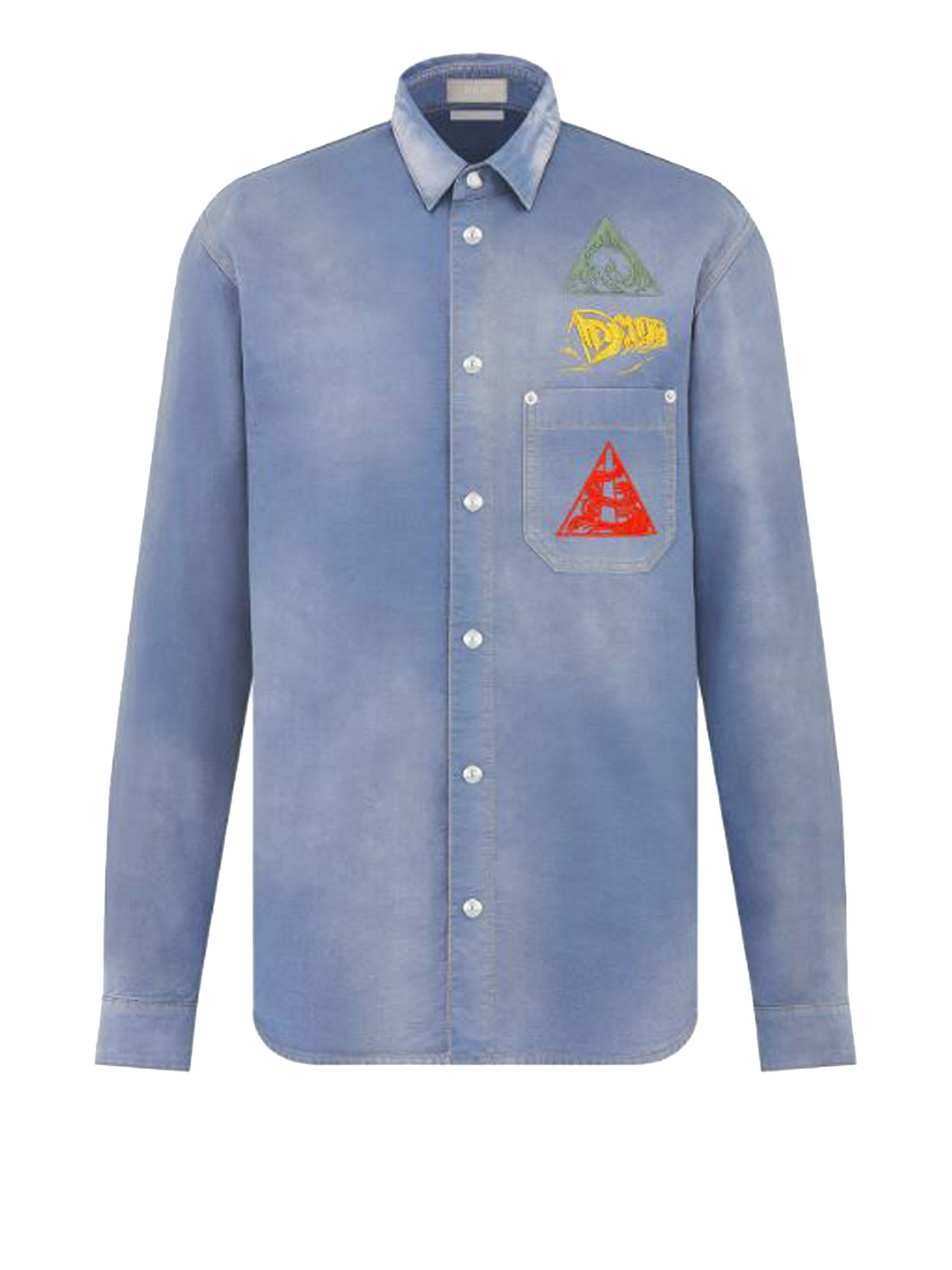 Dior Homme Denim Shirt With Prints And Logo