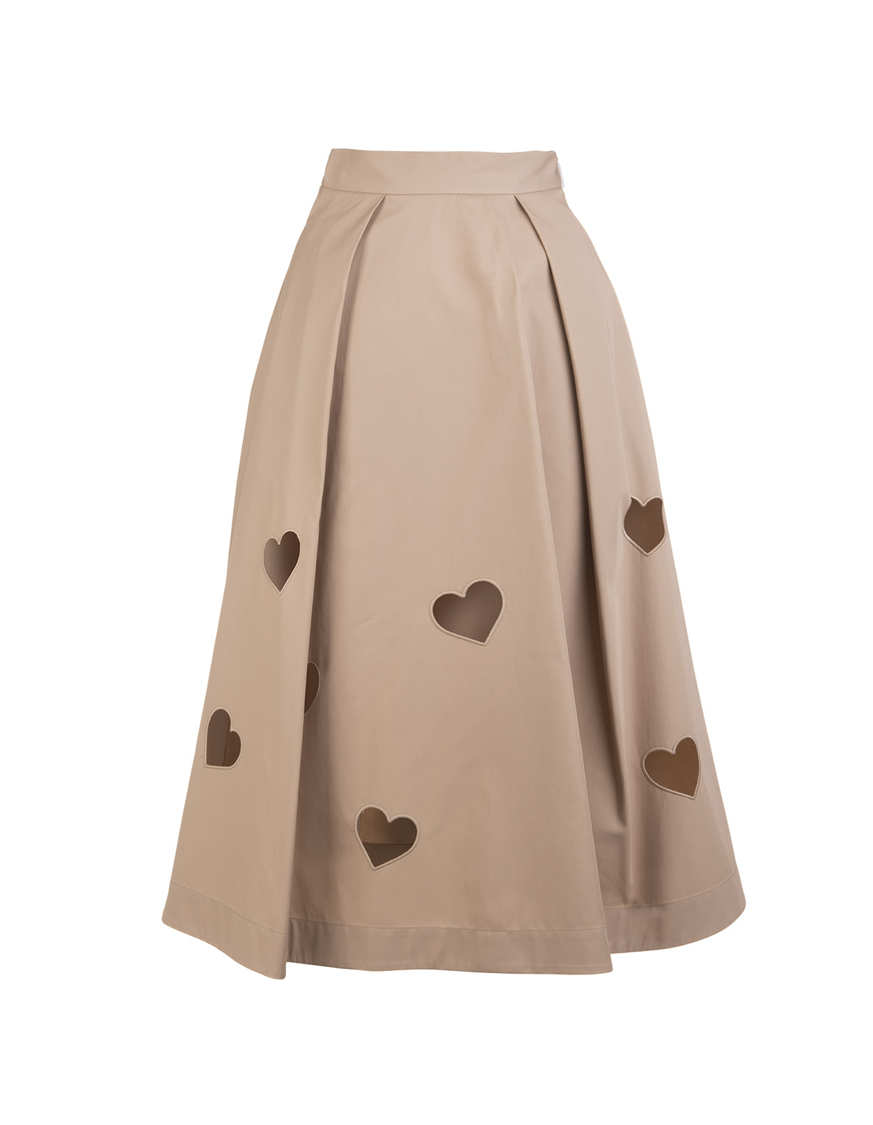 MSGM Midi Sand Skirt With Cut-out Hearts