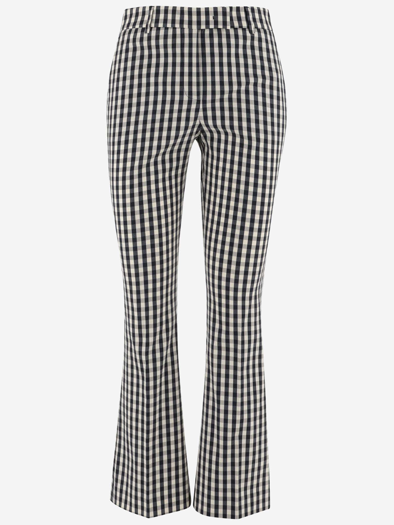 Shop Ql2 Checked Flared Pants In Blue