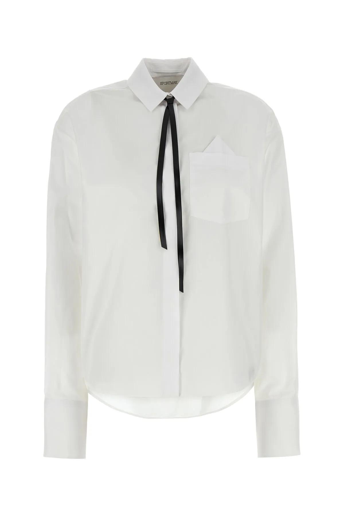 Shop Sportmax White Poplin Gesso Shirt